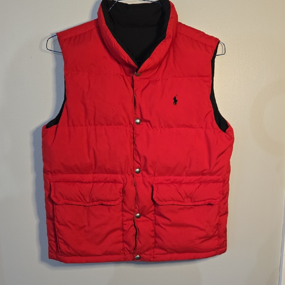 Polo by Ralph Lauren Kids 14/16 Reversible Red & Black Snap Front Puffer Vest